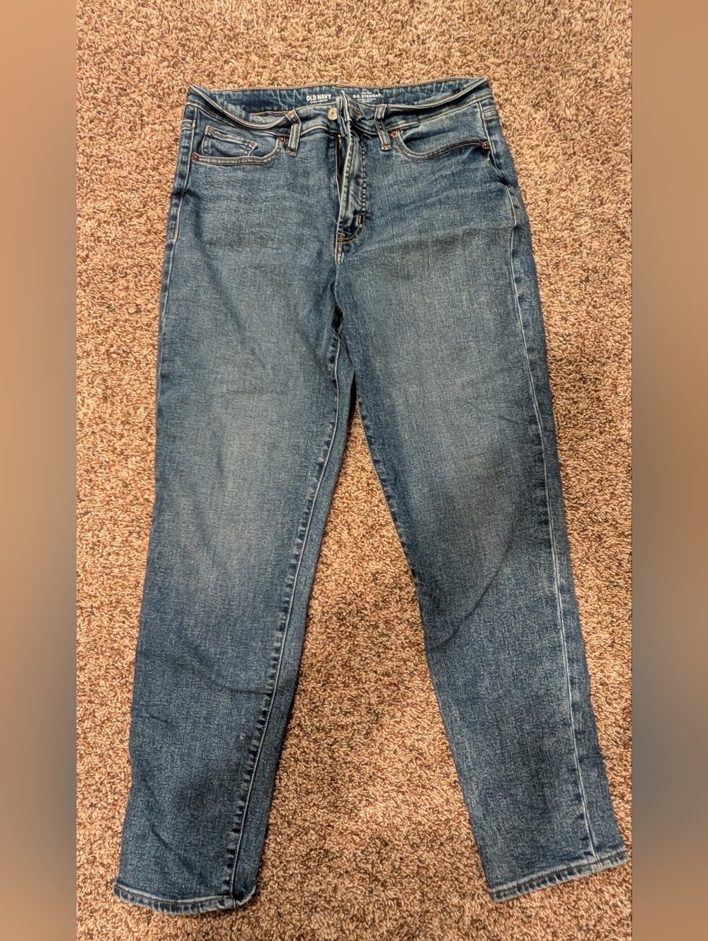 Old Navy Women's High Rise OG Straight-Leg Jeans in Medium Blue Wash Size 10long
